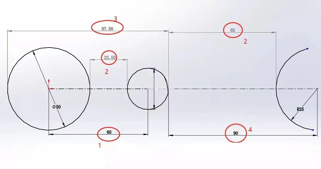 SolidWorks两个圆弧之间距离这样标注