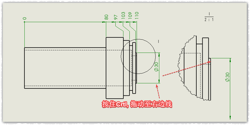 Solidworks中如何局部放大视图标注尺寸？